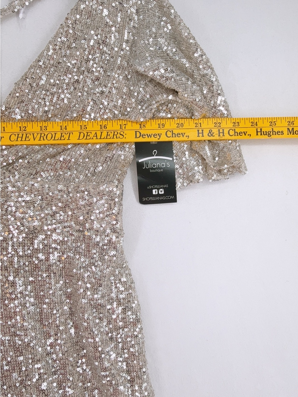 Juliana's Boutique Silver Sequin Wide Leg Jumpsuit L - Picture 6 of 8